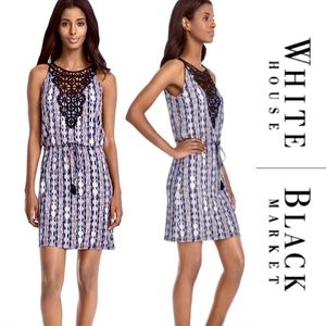 NWT WHBM Sleeveless Crochet Bib Print Knit Dress XS